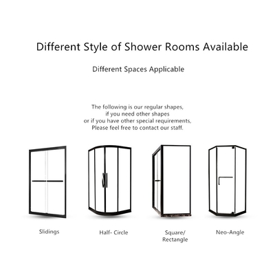 Waterproof Back to Back Shower Enclosure Room with Folding Doors and Roller Sliding
