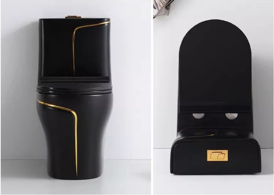 Black and Gold Toilet Matt Flushing S-Trap One Piece Vanity Toilete for Foshan Market