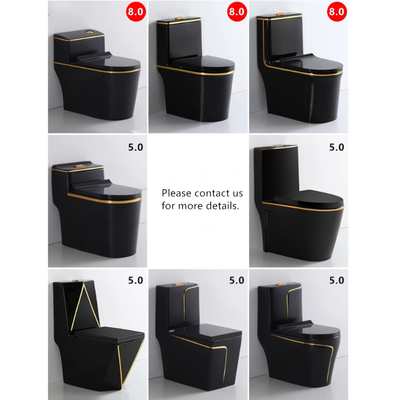 Black and Gold Toilet Matt Flushing S-Trap One Piece Vanity Toilete for Foshan Market