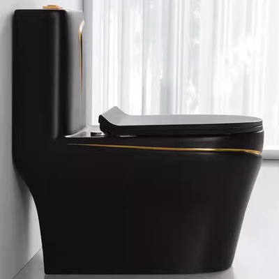 Black and Gold Toilet Matt Flushing S-Trap One Piece Vanity Toilete for Foshan Market