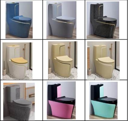 Black and Gold Toilet Matt Flushing S-Trap One Piece Vanity Toilete for Foshan Market