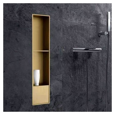 Modern Design Style 12&quot; Recessed Shower Shelves with Gold Finish and LED Light Feature