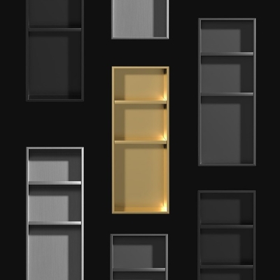 Modern Design Style 12&quot; Recessed Shower Shelves with Gold Finish and LED Light Feature