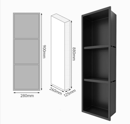 Waterproof Stainless Steel Brushed Shower Niche for Shower Room Gold Waterproof