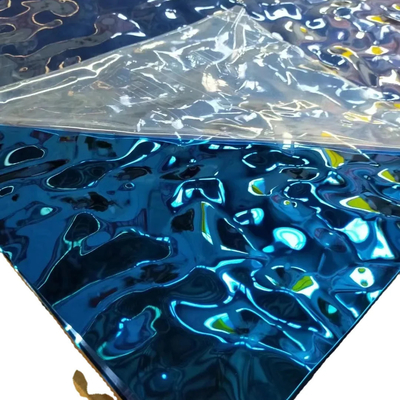 Water Ripple Color Mirror Embossed Plate for Hotel Villa Ceiling Curtain Wall in Stainless Steel