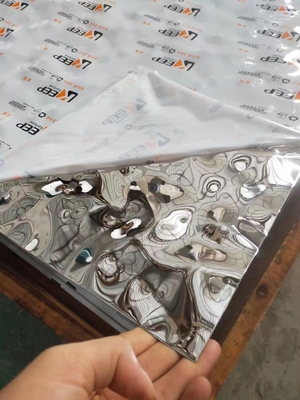 Water Ripple Color Mirror Embossed Plate for Hotel Villa Ceiling Curtain Wall in Stainless Steel