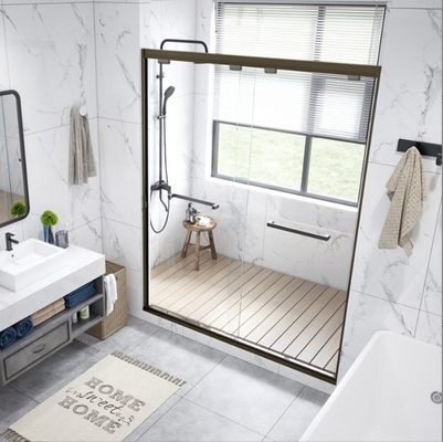 Stainless Steel Shower Door Bathroom Sliding Shower Enclosure Room with Roller in Black