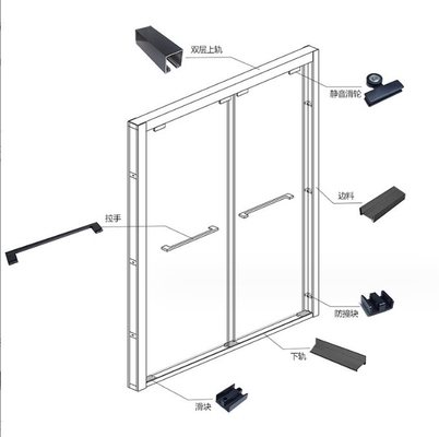 Stainless Steel Shower Door Bathroom Sliding Shower Enclosure Room with Roller in Black