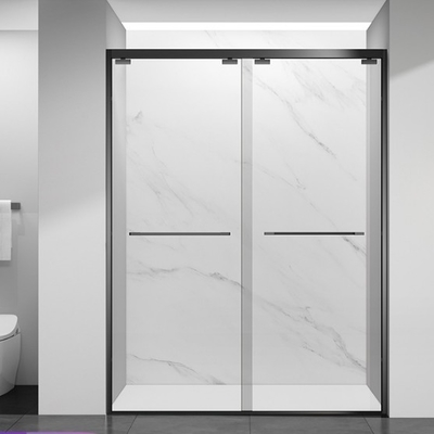 Stainless Steel Shower Door Bathroom Sliding Shower Enclosure Room with Roller in Black