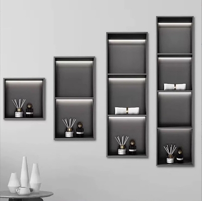 Black Solid Surface Shower Insert Soap Shampoo Niche Tray Box with Shelf