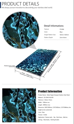 Non-Alloy Water Ripple Stamped Stainless Steel Sheet with Contemporary Design Style