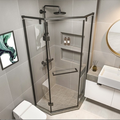 Sleek Bevel Edge Glass Corner Shelf for Bathroom Shower Enclosure Room in Electroplate