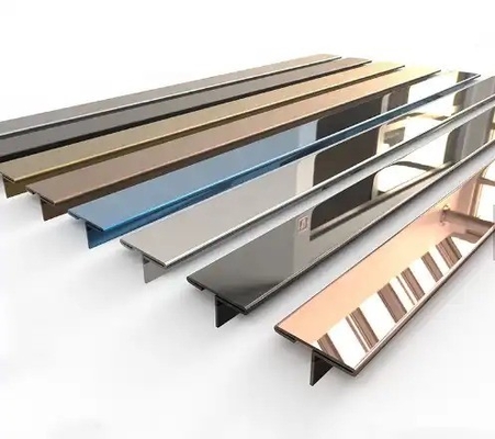 Non-Alloy T-Shaped Tiles Corner Trim Brushed Stainless Steel Metal Tile Trim Strip