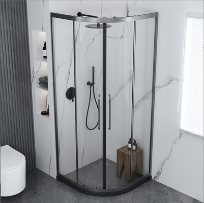 Villa Bathroom Shower Room with Textured Glass Corner Enclosure and Steel Finish