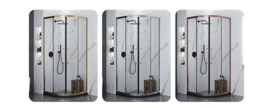 Villa Bathroom Shower Room with Textured Glass Corner Enclosure and Steel Finish