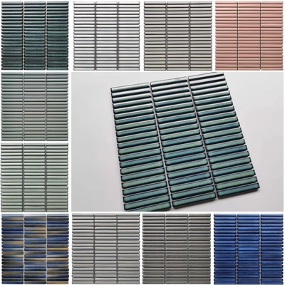 Matte 3D Marble Kitkat Tile in White Pink Green Blue Print for Bathroom Interior Wall