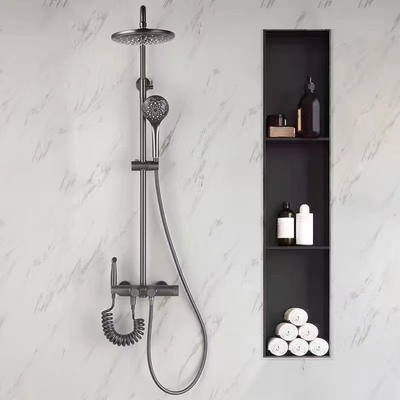 Waterproof STAINLESS STEEL Shower Shelf in Matte Black for Beautiful Bathroom Design
