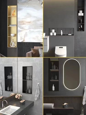 Waterproof STAINLESS STEEL Shower Shelf in Matte Black for Beautiful Bathroom Design