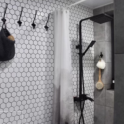 Modern Design Style Pure White Ceramic Hexagon Floor Tile with Honeycomb Glass Mosaic