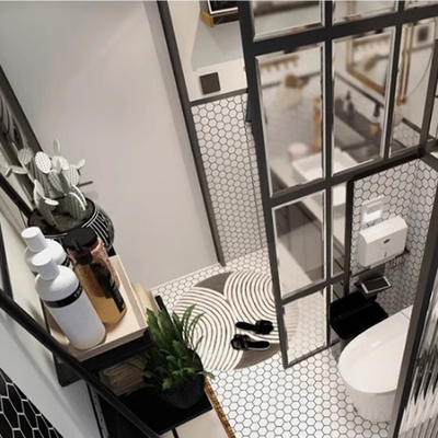 Modern Design Style Pure White Ceramic Hexagon Floor Tile with Honeycomb Glass Mosaic