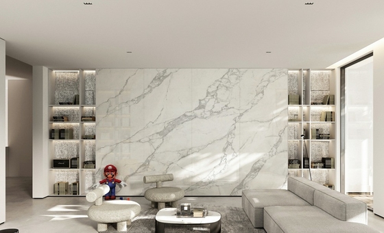 Marble Look Glossy Polished Glazed Large Slab Stone Wall Tiles for Interior Living Room