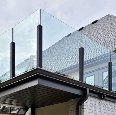 Balcony Glass Railing in Mirror Polish Finish with Stainless Steel Railing Holder