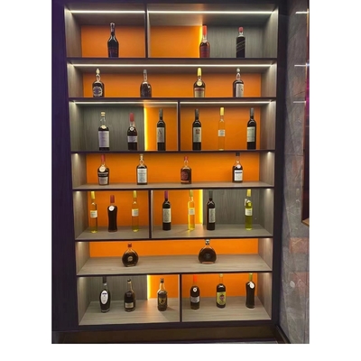 Acrylic Surface Treatment Red Wooden Wine Rack Cabinet for Wine Storage and Display