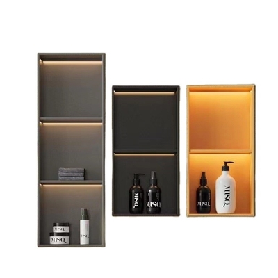 Modern Design Bathroom Shower Niche with Brushed Surface Finish and LED Light Feature