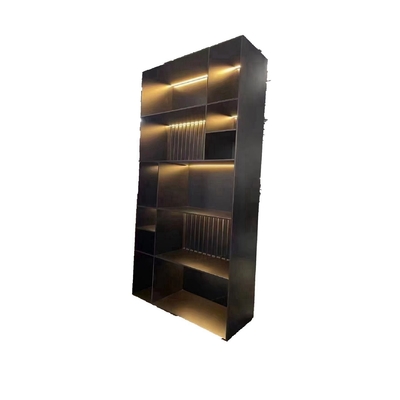 Antique Style Wooden Wine Cabinet Bar with Glass Display and Stainless Steel Wine Rack