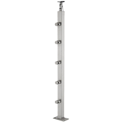 304 Stainless Steel Villa Flooring Mounted Column Bridge Staircase with Glass Handrail