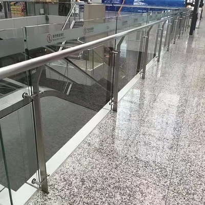 304 Stainless Steel Villa Flooring Mounted Column Bridge Staircase with Glass Handrail