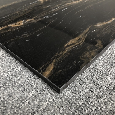 GLOSSY Black Gold Marble Ceramic 24x24 Square Tile for Outdoor and Indoor Luster Needs