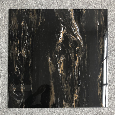 GLOSSY Black Gold Marble Ceramic 24x24 Square Tile for Outdoor and Indoor Luster Needs