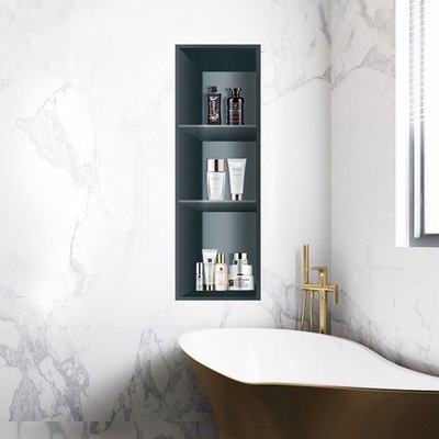 Black Modern Design Style Recessed Bathtub Wall Niche Shower Insert with Chrome Trim
