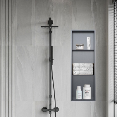 Chrome Trimmed Modern Design Waterproof Recessed Bathtub Niche Insert for Shower Walls