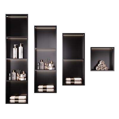 Brushed Surface Stainless Steel Niche for Shower and Towels in Modern Design Bathroom