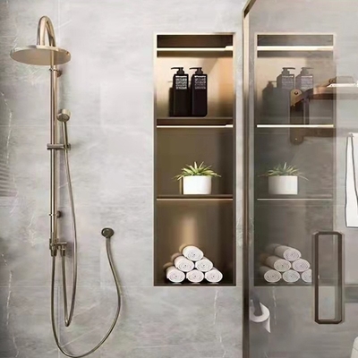 Waterproof Shower Niche Tray with LED Light Double Shelf Modern Design 12x20 Black