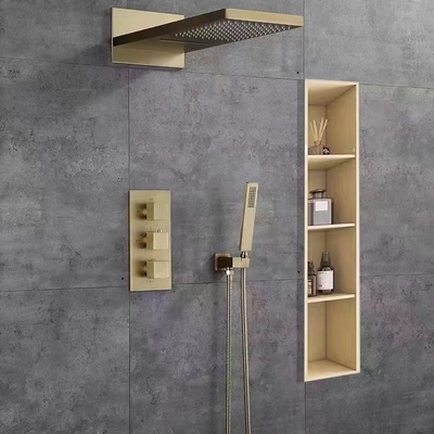 Waterproof Shower Niche Tray with LED Light Double Shelf Modern Design 12x20 Black