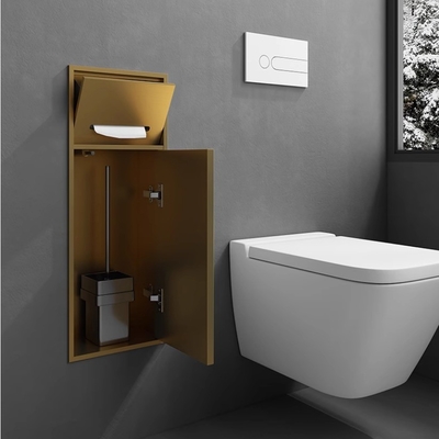 Brushed Surface Gold Bathroom Niche for Waterproof and Flush-Mounted Narrow Toilet