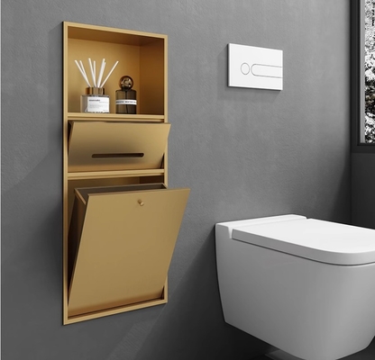 Brushed Surface Gold Bathroom Niche for Waterproof and Flush-Mounted Narrow Toilet