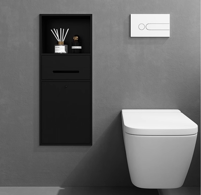 Brushed Surface Gold Bathroom Niche for Waterproof and Flush-Mounted Narrow Toilet