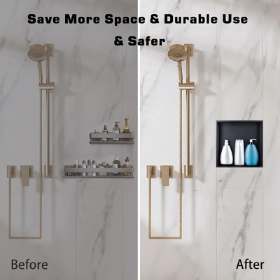 Upgrade Your Bathroom Storage with a Modern Stainless Steel Niche Shelf and LED Light