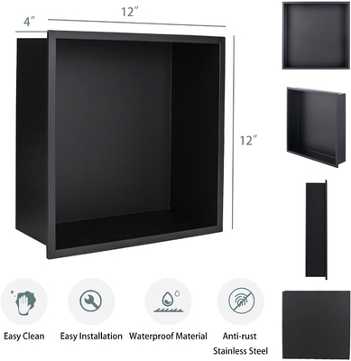 Upgrade Your Bathroom Storage with a Modern Stainless Steel Niche Shelf and LED Light