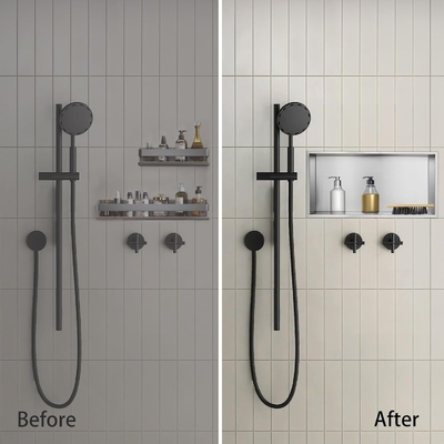 Stainless Steel Shower Niche 12&quot;x24&quot; and Double Shelf Wall Niche for Modern Hotel Design