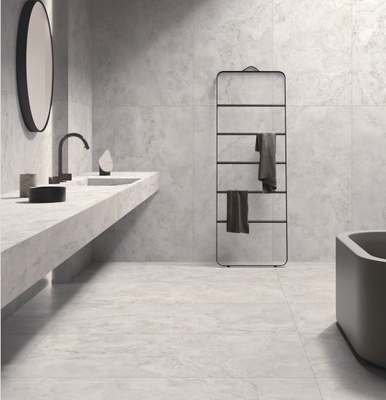 Modern Style Porcelain Tiles Light Grey and White Travertine Look Outdoor Wall Tile