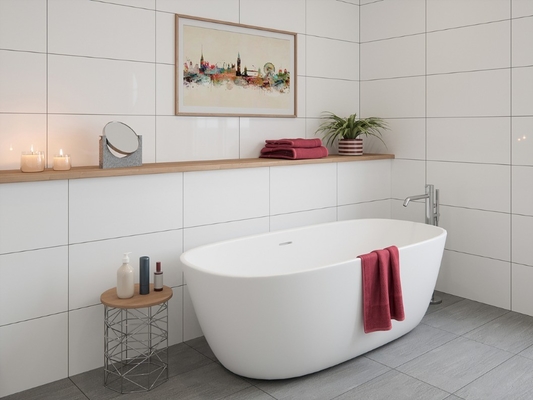 Poished Finish 30x60 Glazed Ceramic Bathroom White Tile Design Interior Tile 300x600